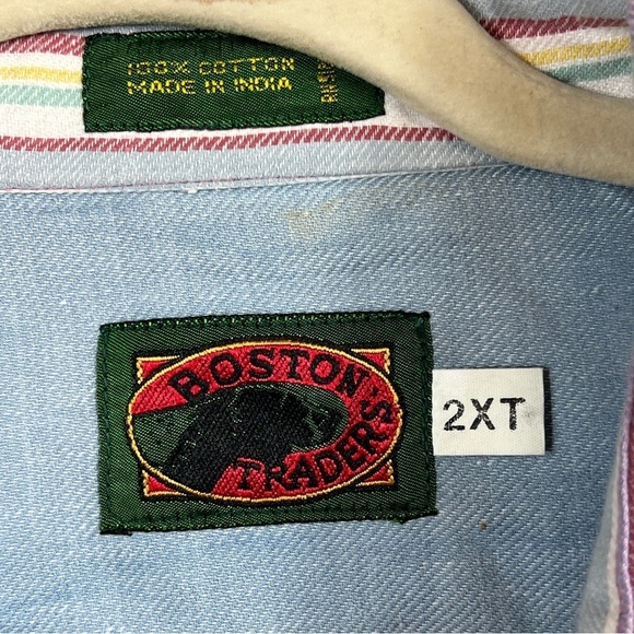 Boston Traders Mens Button Down Shirt Sz 2XT Striped Short Sleeve Multicolor - Picture 4 of 7